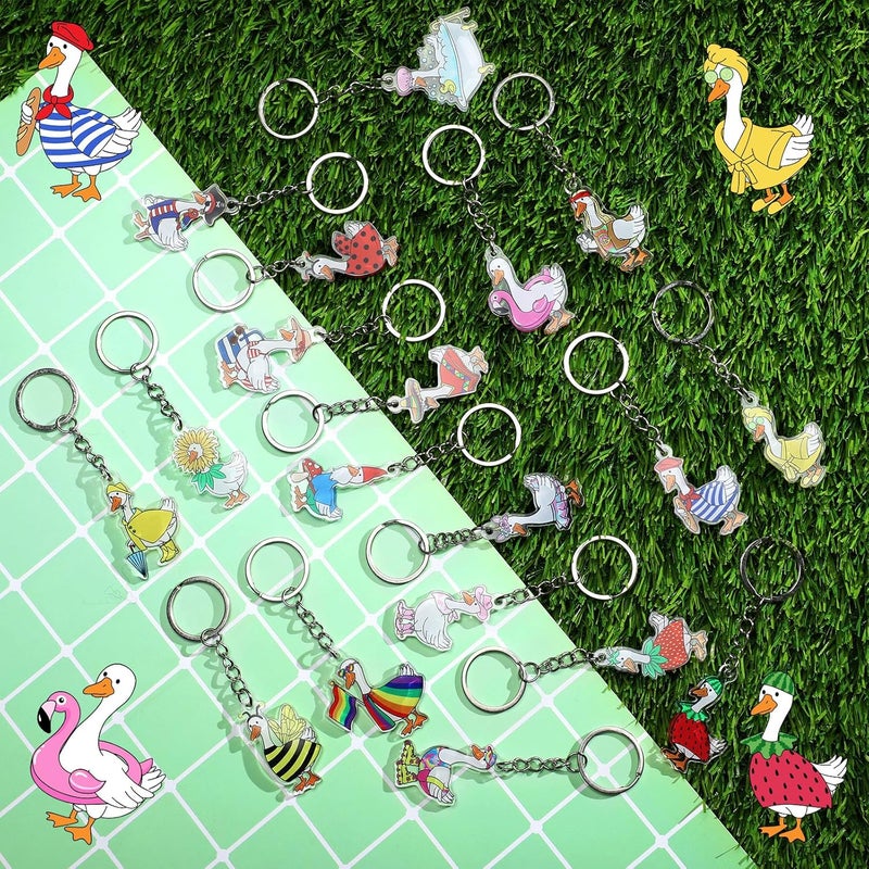 Equsion 100 Pcs Silly Goose Keychains Bulk, Cute Funny Acrylic Silly Goose Duck Keychains, Valentine's Day Gifts for Animal Lovers, Tropical Carnival Birthday Party, Classroom Rewards, Goodie Bag Fillers - Image 5